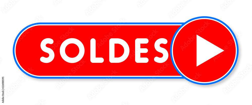 Soldes - white text written on a red banner on white background Soldes - white text written on a red banner on white background