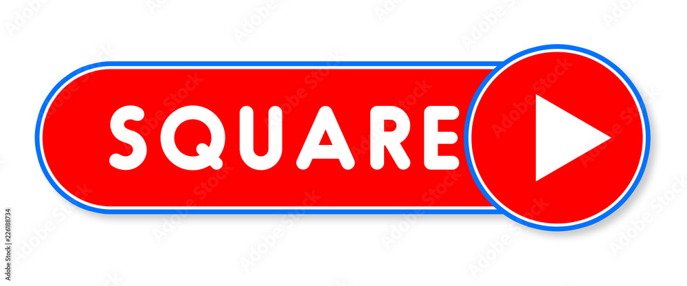 Square - white text written on a red banner on white background Square - white text written on a red banner on white background