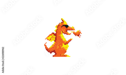 Pixel Art Dragon Logo Vector icon