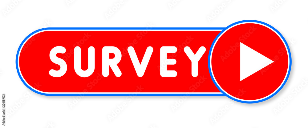 Survey - white text written on a red banner on white background Survey - white text written on a red banner on white background