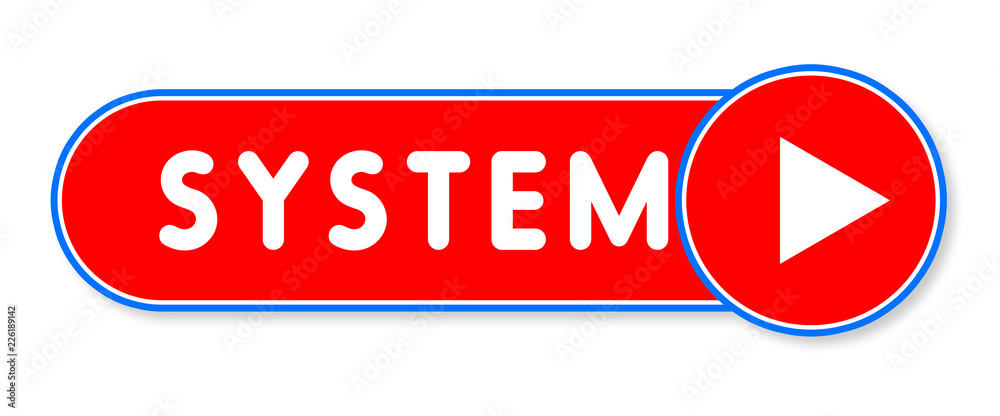 System - white text written on a red banner on white background System - white text written on a red banner on white background