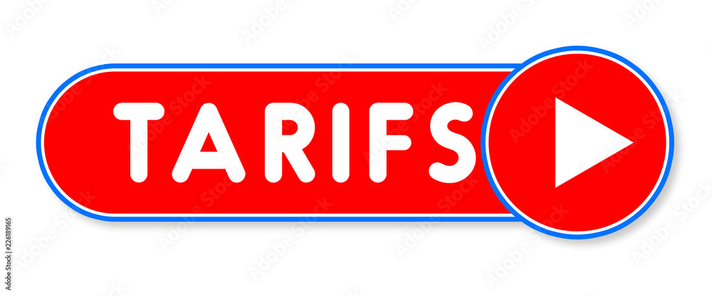 Tarifs - white text written on a red banner on white background Tarifs - white text written on a red banner on white background