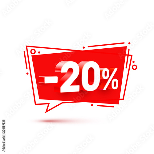 Banner 20 off with share discount percentage. Vector illustration