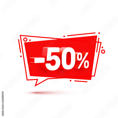 Banner 50 off with share discount percentage. Vector illustration