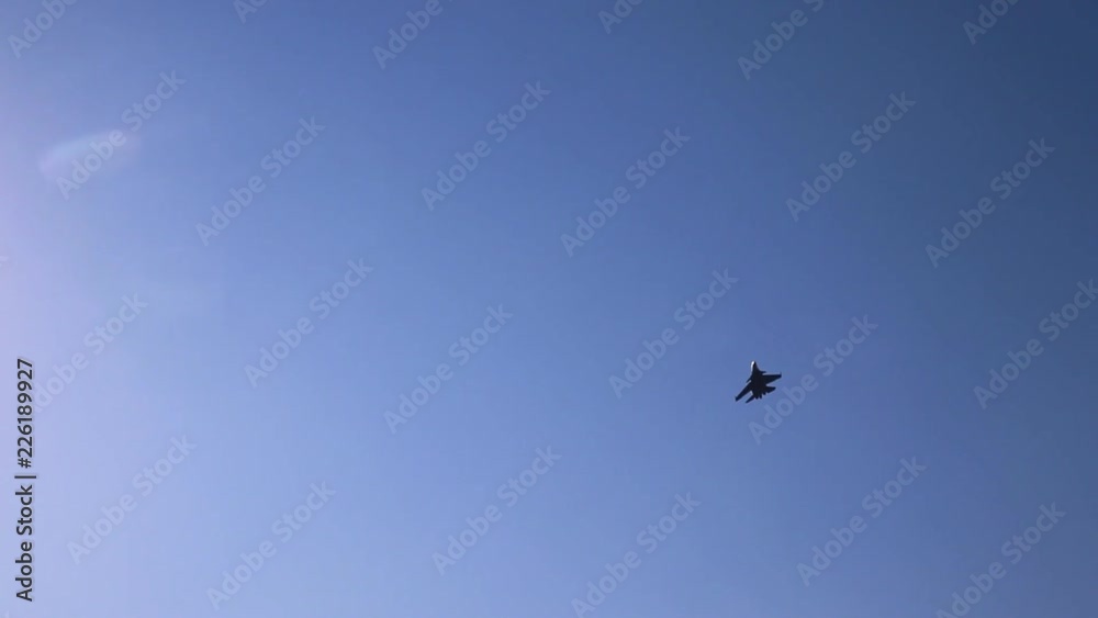 Military fighters makes a maneuver in the sky. Military fighters makes a maneuver in the sky.