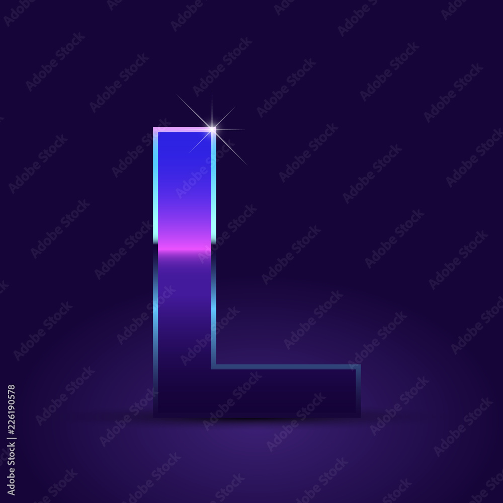 80's retro letter L uppercase vector font isolated on dark violet background 80's retro letter L uppercase vector font isolated on dark violet background