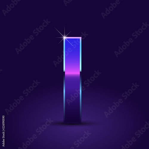 80's retro letter L lowercase vector font isolated on dark violet background