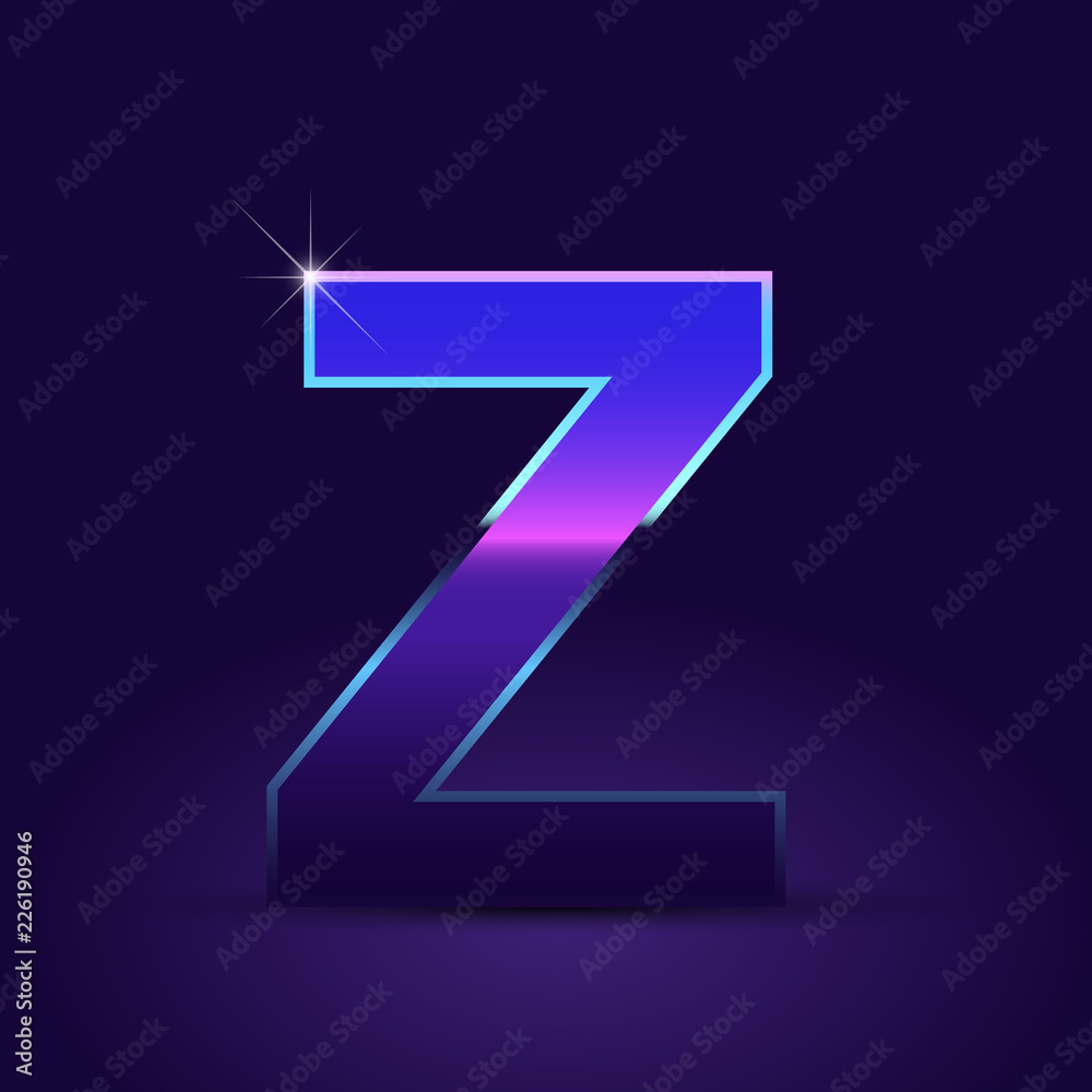 80's retro letter Z uppercase vector font isolated on dark violet background 80's retro letter Z uppercase vector font isolated on dark violet background