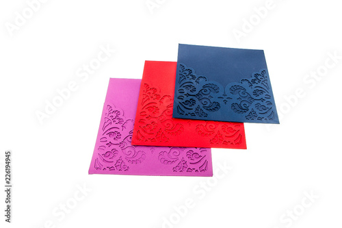 Handcrafted gift card cut out of multicolor designer paper