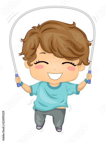 Kid Boy Jumping Rope Illust...