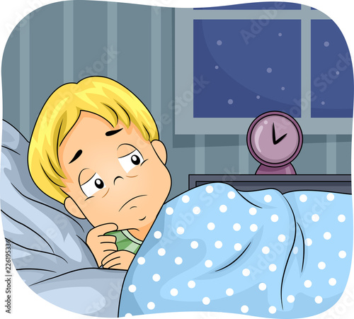 Kid Boy Insomnia Illustration