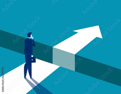 Businessman and gap on way to success, Concept business solving problem vector illustration, Flat business character, Cartoon style design.