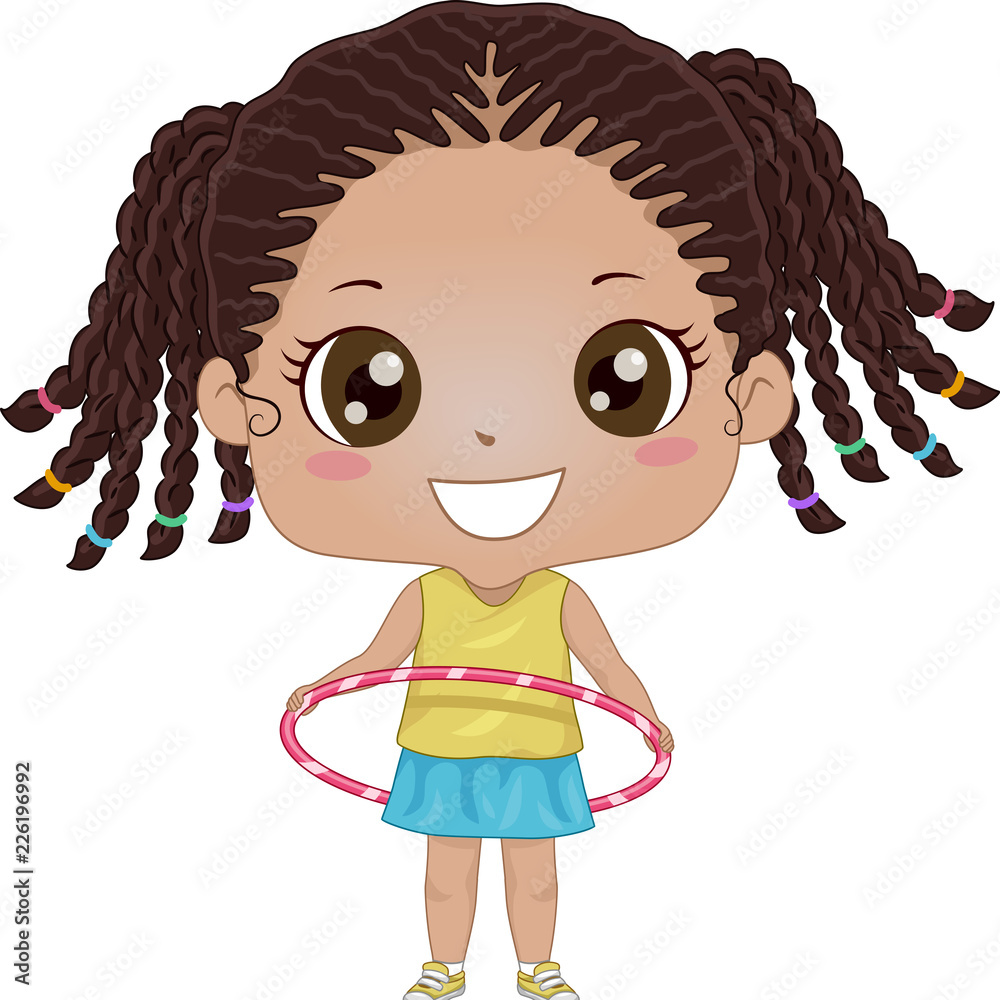 Kid Girl Hula Hoop Illustration Stock Vector | Adobe Stock