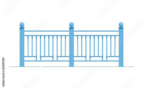 Metal fence in flat style. Vector illustration isolated on white