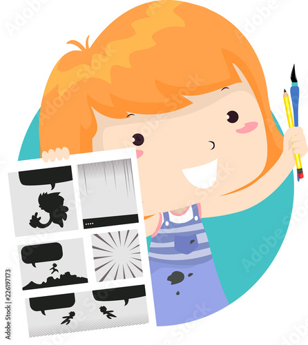 Kid Girl Manga Artist Illustration