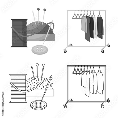 Isolated object of laundry and clean icon. Collection of laundry and clothes stock symbol for web.