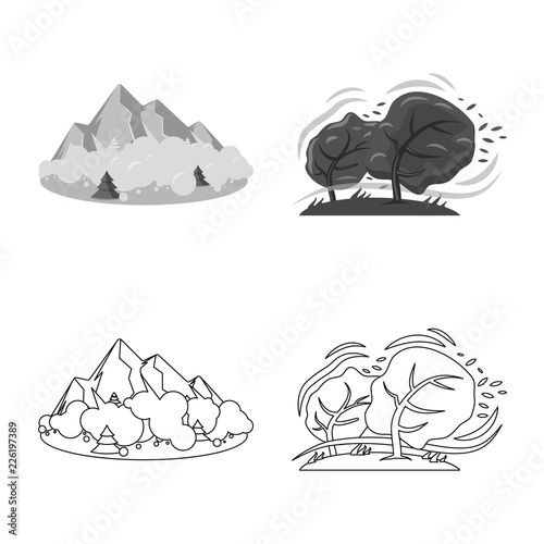Isolated object of natural and disaster logo. Set of natural and risk vector icon for stock.