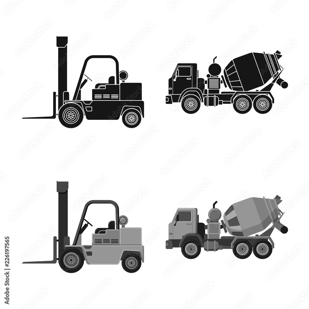 Vector design of build and construction icon. Collection of build and machinery vector icon for stock.