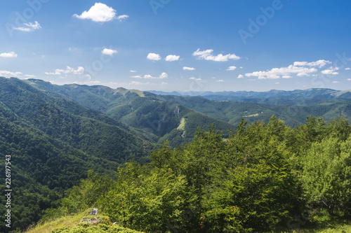 Beautiful mountain view from the Troyan area. Troyan Balkan is exceptionally picturesque and offers a combination of wonderful mountain scenery  fresh air  abundant healing mineral springs.