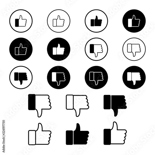 Thumbs up and thumbs down vector icon, like dislike symbol. Simple, flat design for web or mobile app
