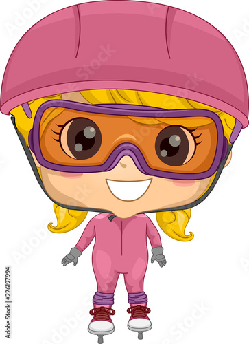Kid Girl Speed Skating Illu...