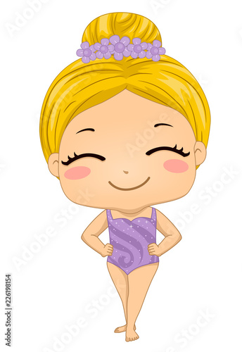 Kid Girl Synchronized Swimming Outfit Illustration
