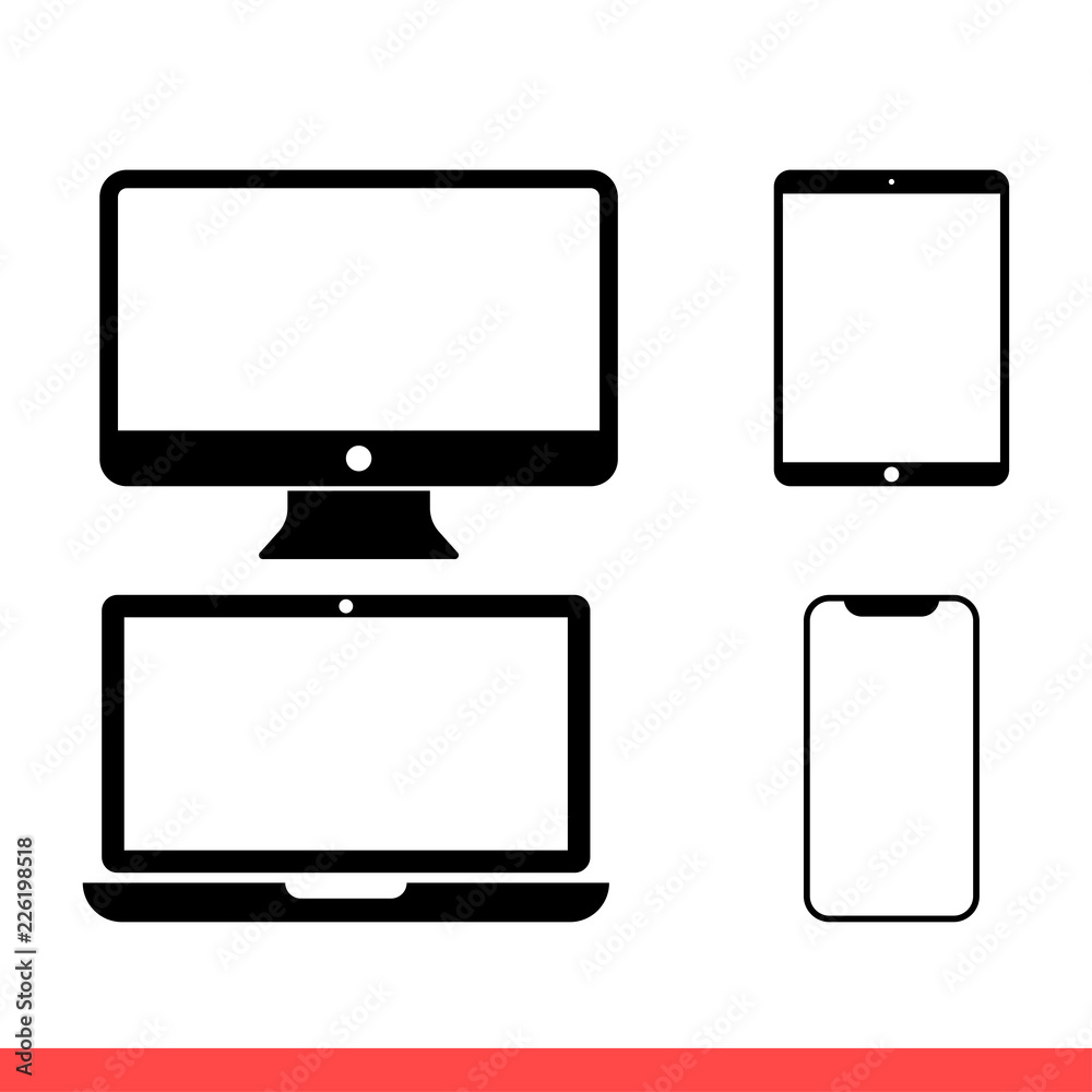 Responsive vector icon, computer symbol. Simple, flat design for web or mobile app Responsive vector icon, computer symbol. Simple, flat design for web or mobile app