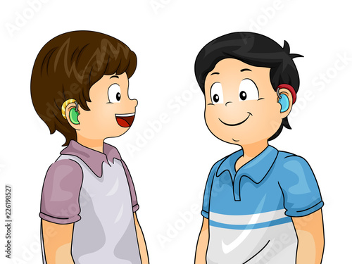 Kids Boys Hearing Aid Talk Illustration