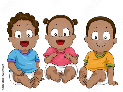 Kids Toddlers African American Illustration