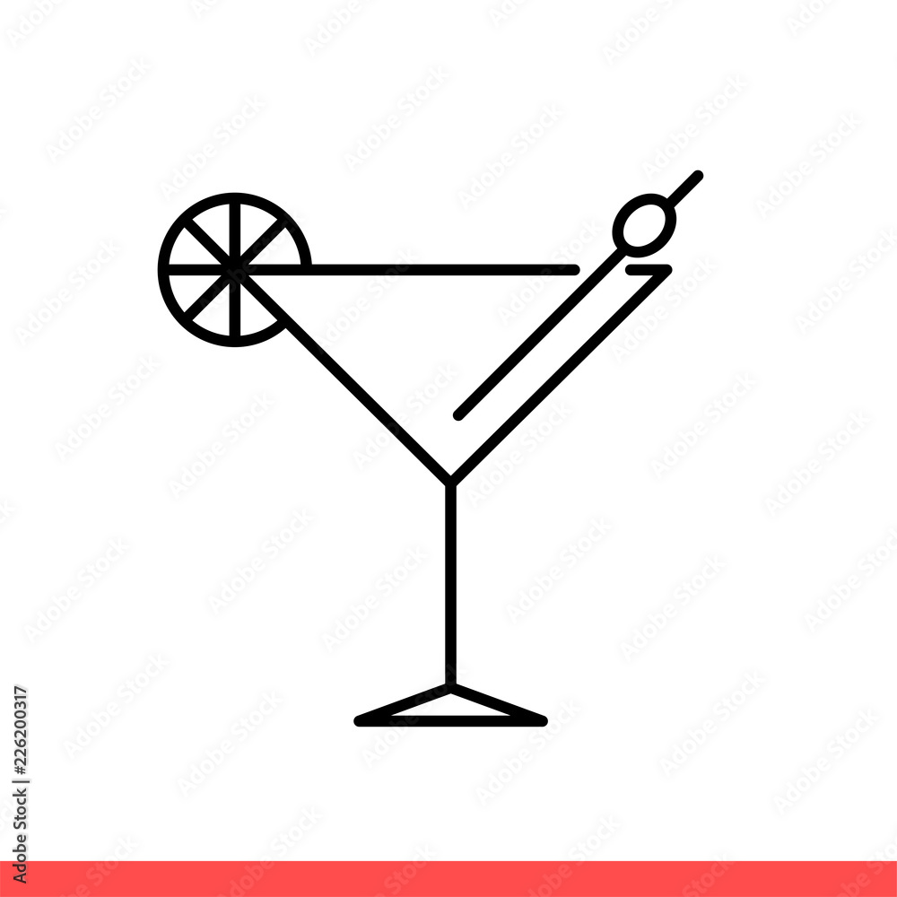 Cocktail vector icon, martini symbol. Simple, flat design for web or mobile app Cocktail vector icon, martini symbol. Simple, flat design for web or mobile app
