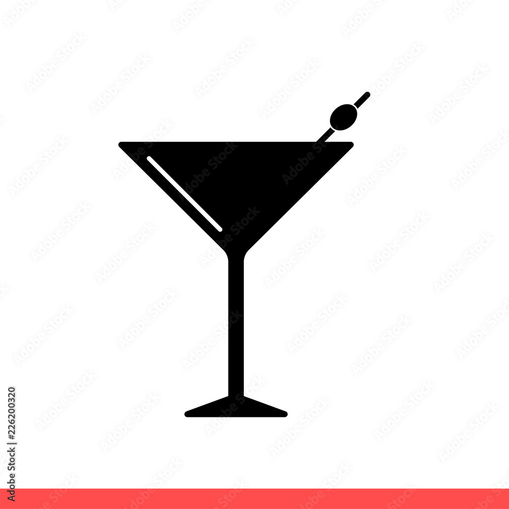 Cocktail vector icon, martini symbol. Simple, flat design for web or mobile app Cocktail vector icon, martini symbol. Simple, flat design for web or mobile app