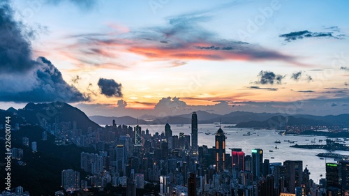 Night cityscape of Hong Kong from the Victoria peak.