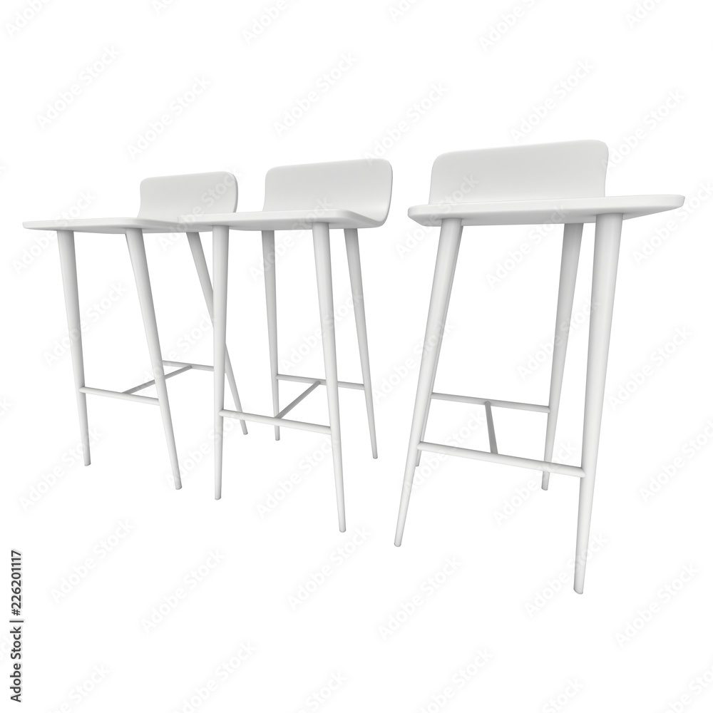 Bar stool furniture 3d render isolated on white. High chair. Bar interior design. Bar stool furniture 3d render isolated on white. High chair. Bar interior design.