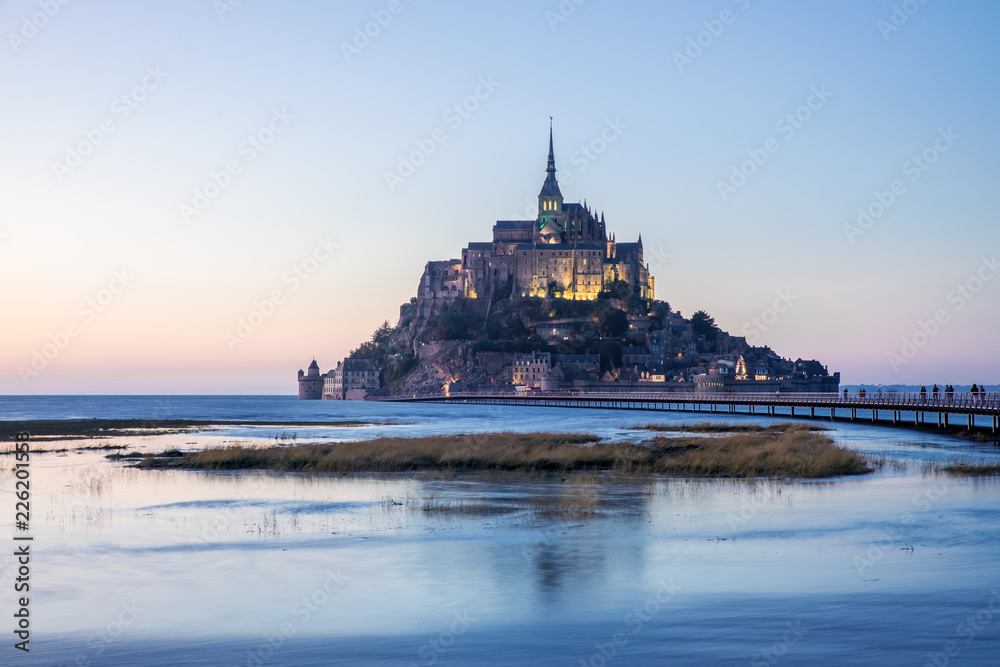 Mont Saint Michel abbey on the island, Normandy, Northern France, Europe