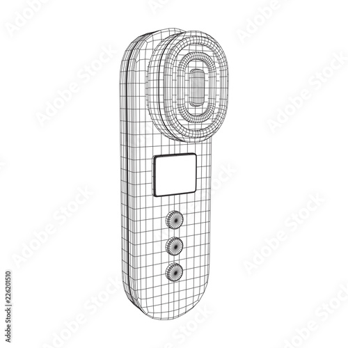 Electric lifting anti aging facial skin massage machine. Massager device wireframe low poly mesh vector illustration