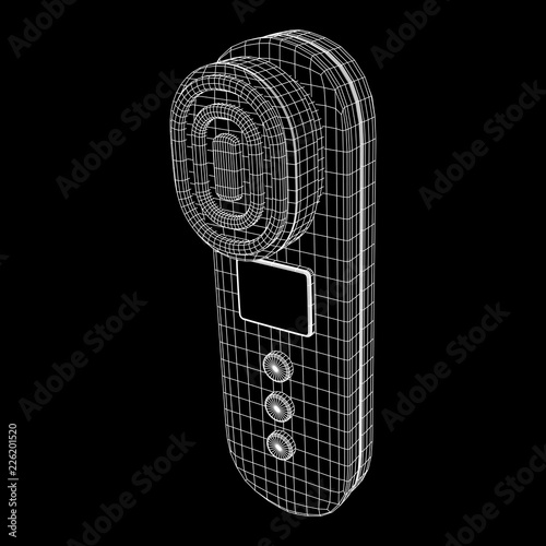 Electric lifting anti aging facial skin massage machine. Massager device wireframe low poly mesh vector illustration