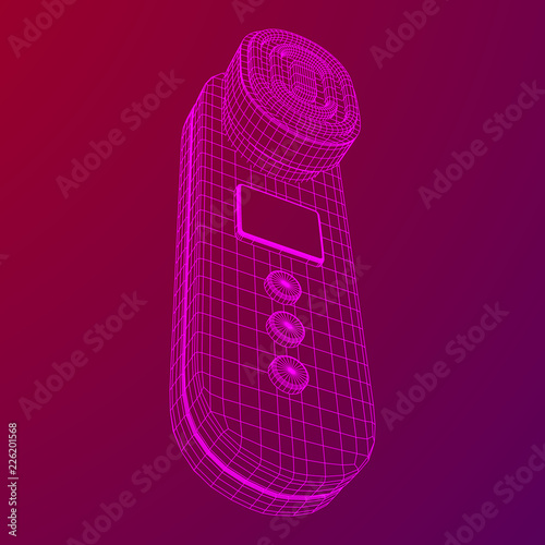 Electric lifting anti aging facial skin massage machine. Massager device wireframe low poly mesh vector illustration