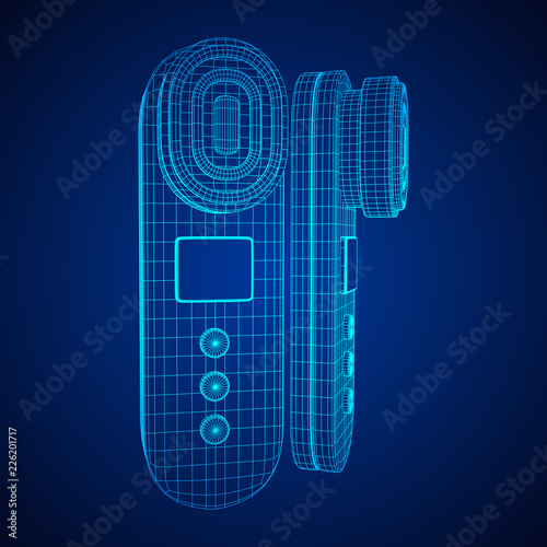 Electric lifting anti aging facial skin massage machine. Massager device wireframe low poly mesh vector illustration