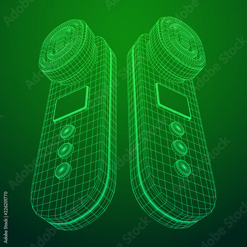 Electric lifting anti aging facial skin massage machine. Massager device wireframe low poly mesh vector illustration