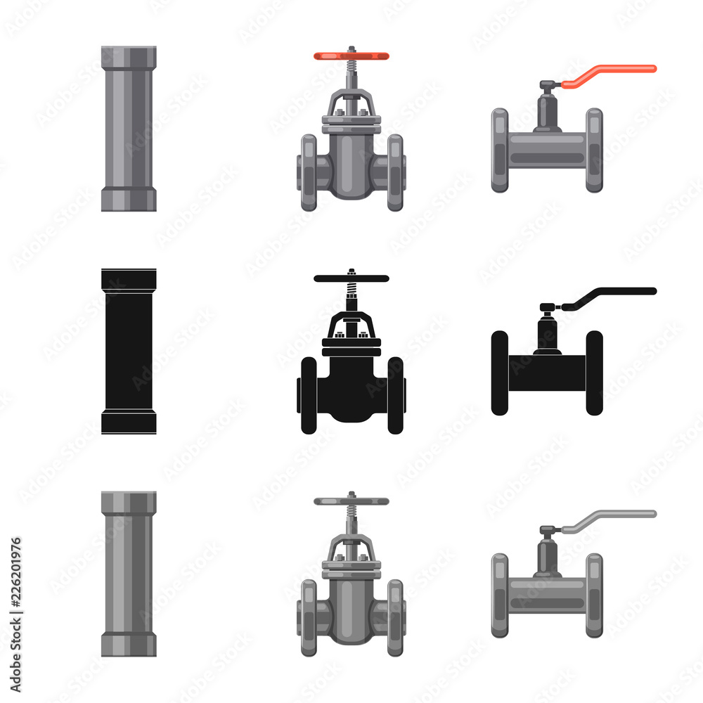 Vector design of pipe and tube sign. Set of pipe and pipeline stock symbol for web. Vector design of pipe and tube sign. Set of pipe and pipeline stock symbol for web.