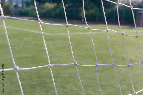 Detail of a Net of a Goal on a Soccer Pitch