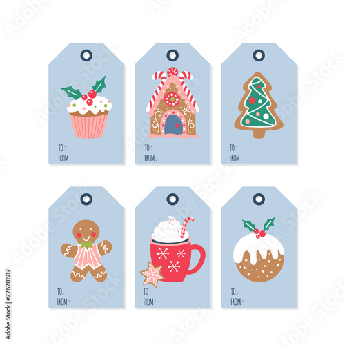Christmas holiday cute gift tags and labels set