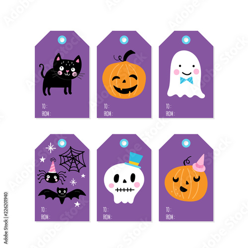 Halloween holiday cute gift tags and lebels set photo