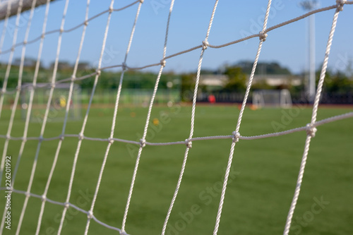 Detail of a Net of a Goal on a Soccer Pitch