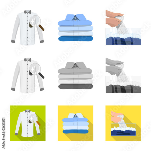 Vector illustration of laundry and clean sign. Collection of laundry and clothes vector icon for stock.