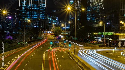 Canvas Print traffic in Hong Kong at night time.