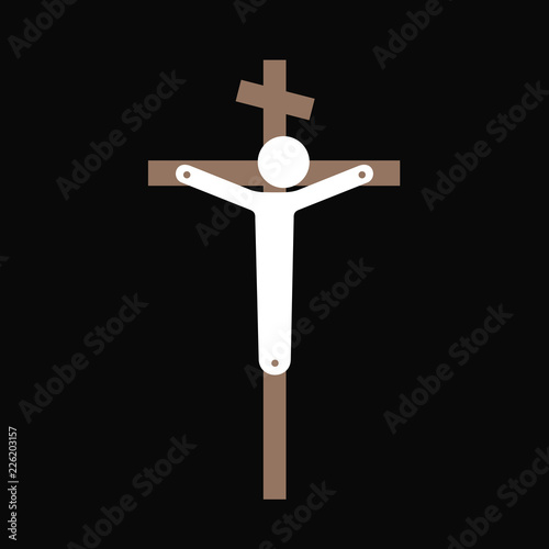 Jesus Christ from Nazareth is crucified on the Christian cross - messiah of Christianity and religion of Chrestendom is killed by crucifixion. Vector illustration