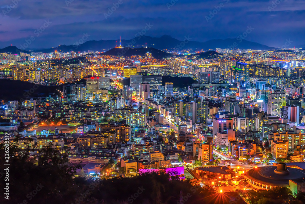 night city scape at Seoul South Korea 