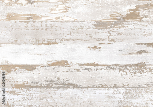 Peeling paint on an old wooden floor.