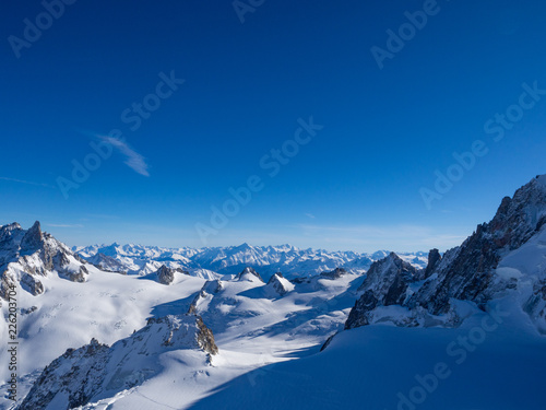Amazing winter landscape and ski resort in French Alps, Les Menuires, 3 Vallees, France, Europe. January, 2018